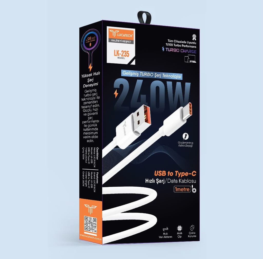 [LK-235] Model: LK-235 | 240W, 1mt Type-C TURBO Şarj Kablosua