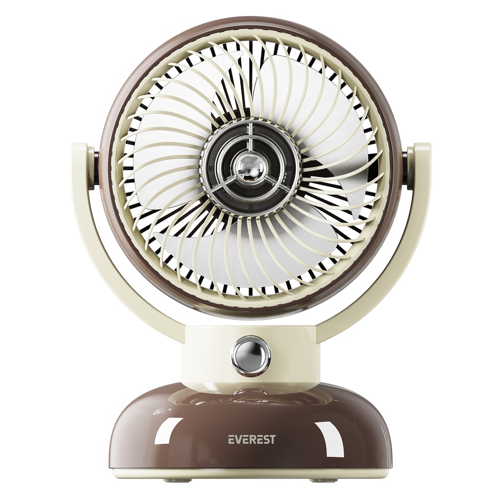 [40501] Everest EFN12 Kahve 1200mAh 3 Hız Kademe Led Işıklı Retro Masaüstü Usb Fan
