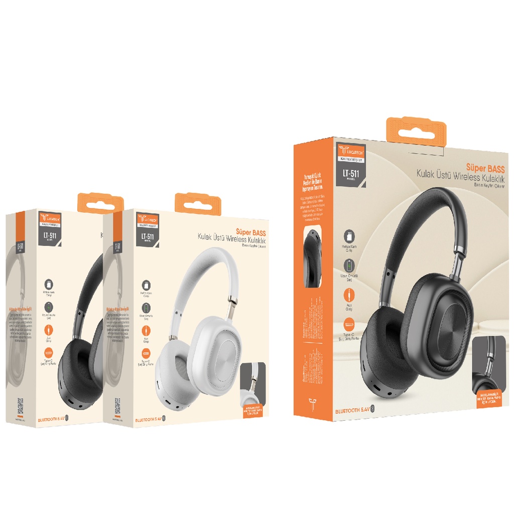[LT-511-FM] Lucatech LT-511 Kulak Üstü Wireless Kulaklık – Super Bass