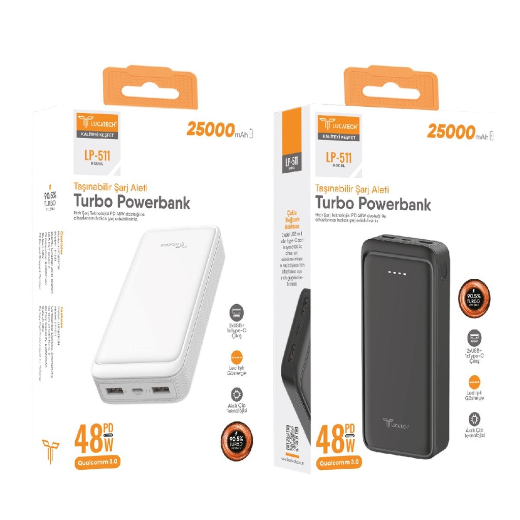 Lucatech LP-511 25.000Mah, 48W TURBO PD Powerbank