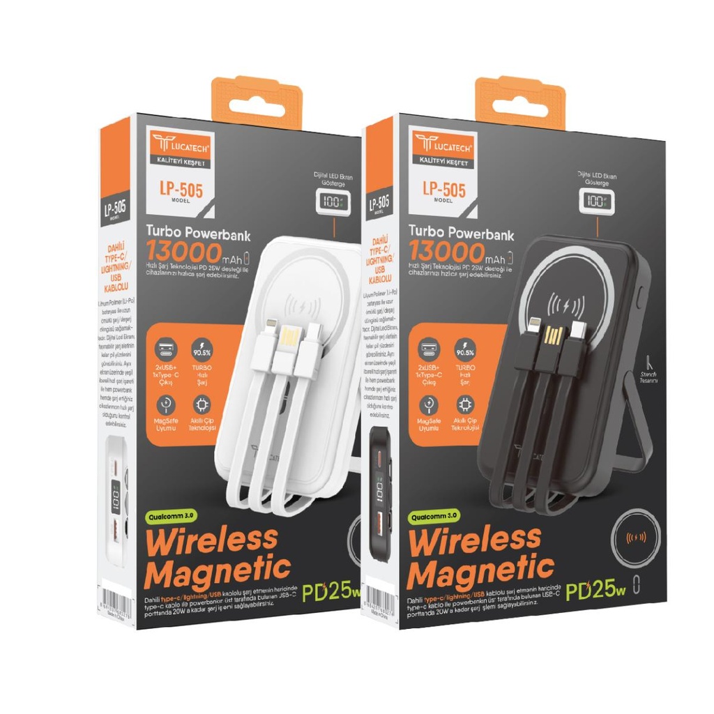 Model: LP-505 | Magsafe Uyumlu 13000mAh, 25W TURBO PD Powerbank