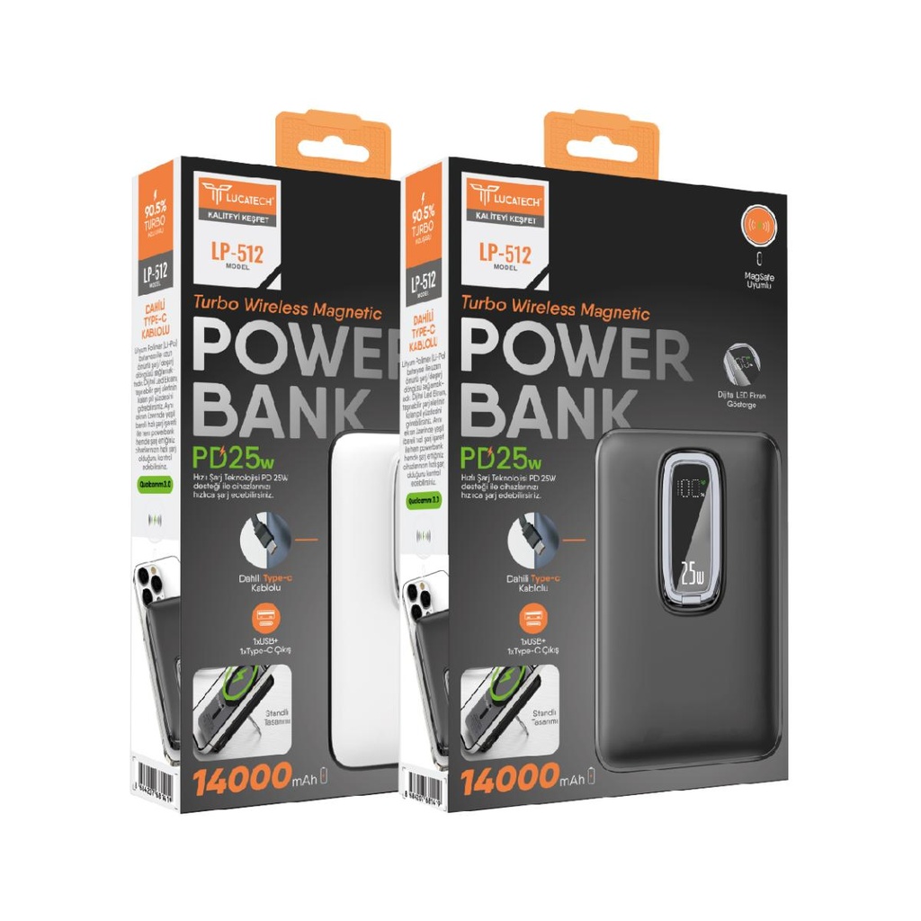 Lucatech LP-512 14.000Mah, 25W TURBO PD Powerbank