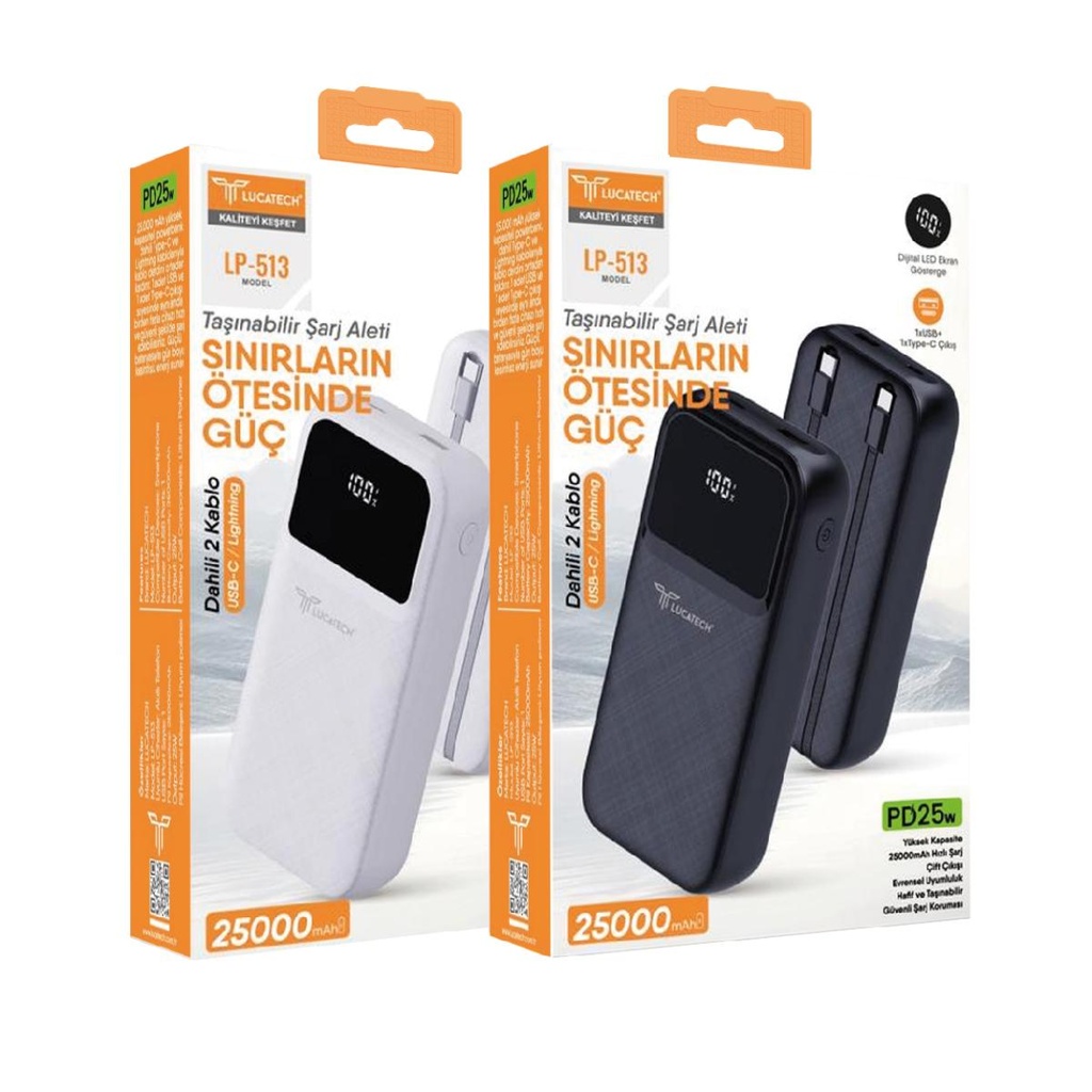 Lucatech LP-513 25.000Mah, 25W TURBO PD Powerbank