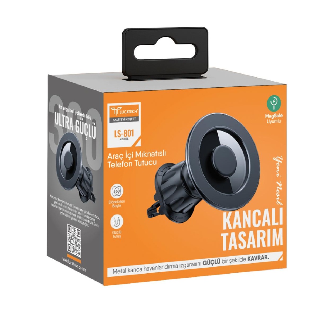 [LS-801] Lucatech LS-801 Araç İçi Mıknatıslı Telefon Tutucu – Kancalı Tasarım