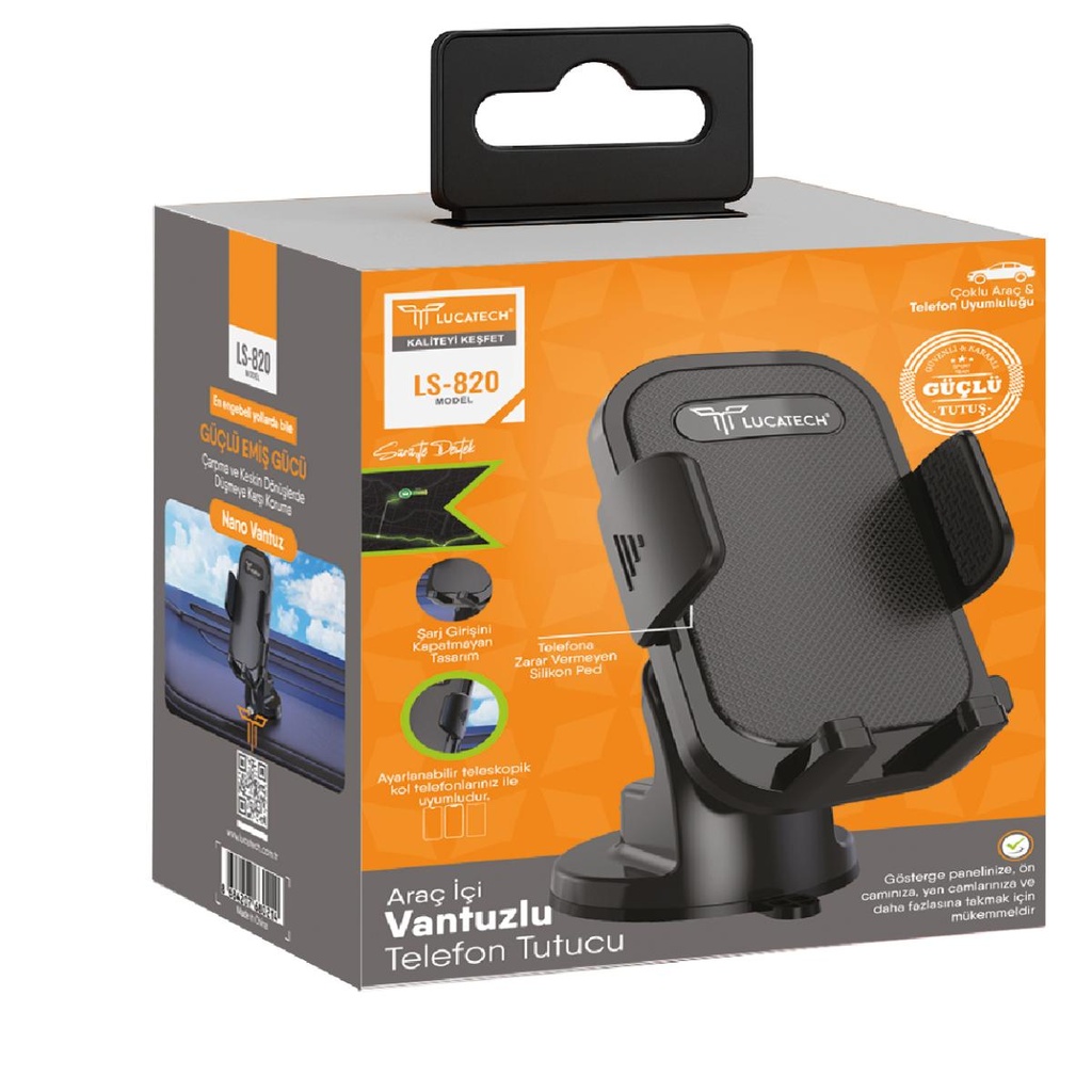 Lucatech LS-820 Güçlü Vantuzlu Telefon Tutucu