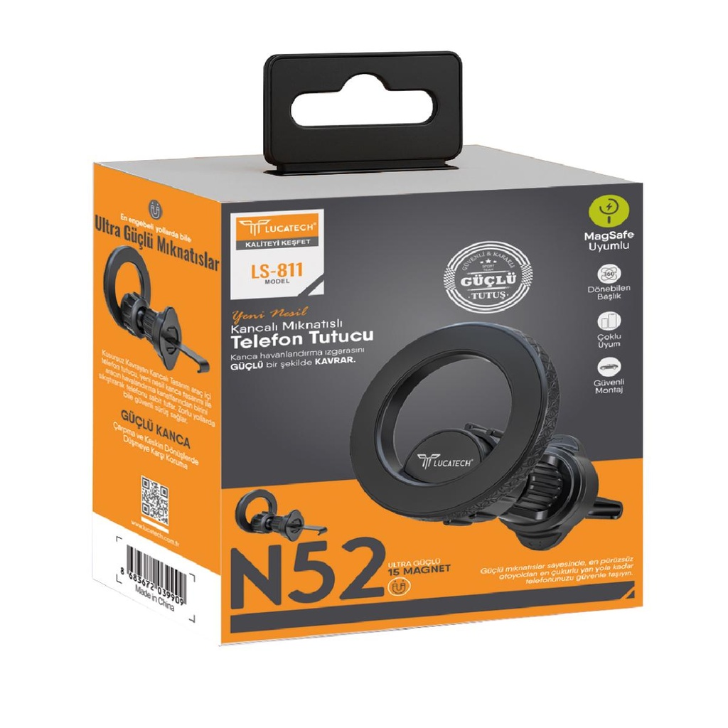 [LS-811] Lucatech LS-811 Kancalı MagSafe Uyumlu Telefon Tutucu MagSafe Uyumlu