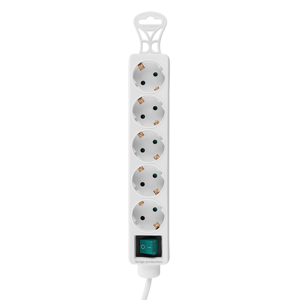 [39115] S-link SPG-F05 1.5m 306 Joule Euro Soket 3G1.0mm Tam Bakır 5li Akım Korumalı Beyaz Priz Çoklayıcı