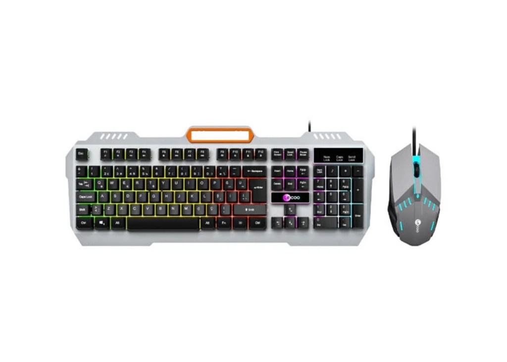 [40265] Lecoo CM107 USB Kablolu Rainbow Aydınlatmalı Türkçe Q Oyuncu Klavye   Mouse Seti Siyah