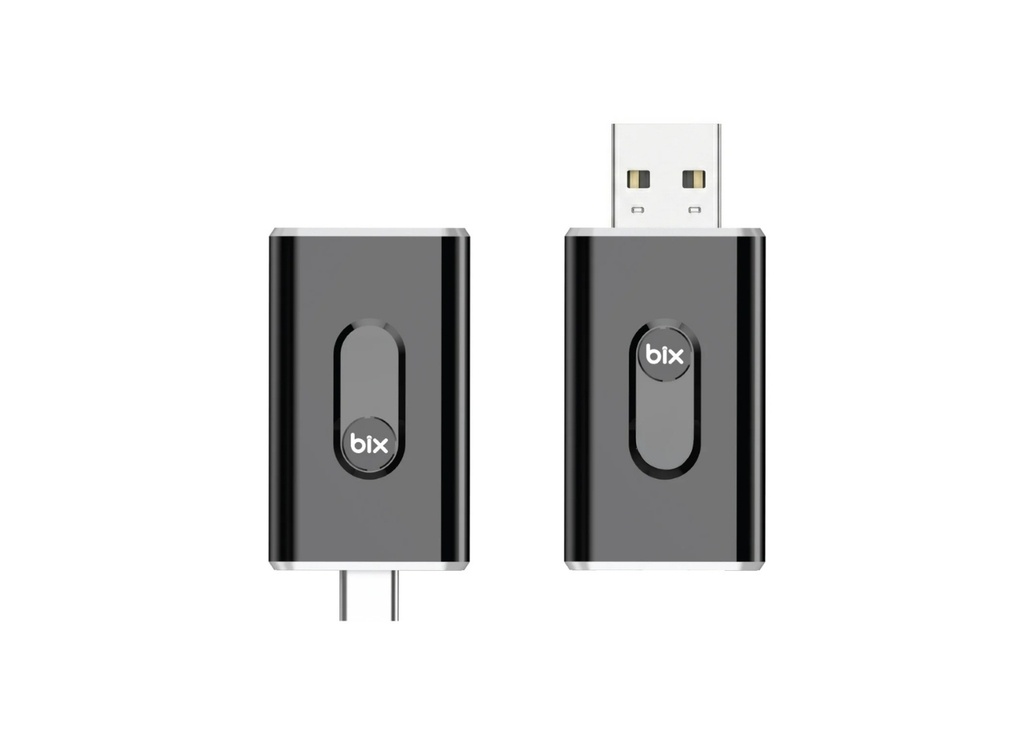 [41102] Bix CB02 2.4G/5G WiFi CarPlay Android Auto USB-A USB-C Çift Uçlu Hibrit Adaptör - Siyah