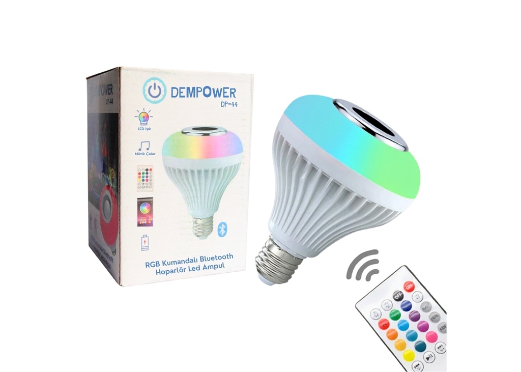 Dempower DP-44 Ampül Led Rgb Hoparlör Bluetooth 9W Kumandalı