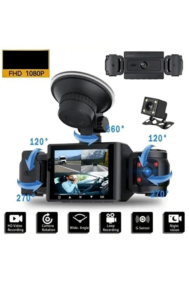 Fastycep 4’lü Araç Kamerası Seti – Ekranlı, HD Kayıt, 64GB Destekli, Gece Görüşlü