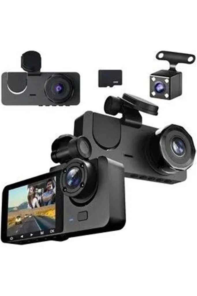 Fastycep Üç Kameralı 1080 Full HD Araç İçi Kamera G-Sensor Özellikli Güvenlik Çözümü Geri Görüşlü
