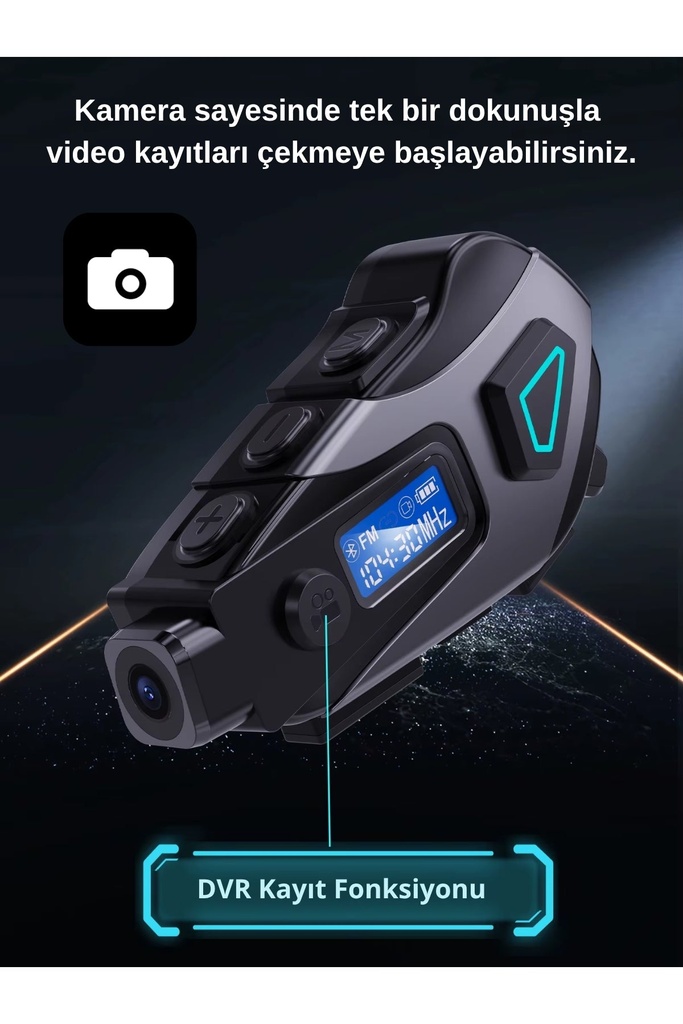 Fastycep K10 DVR Kameralı İntercom Bluetooth Motosiklet Kask Kulaklığı Kameralı İntercom Kulaklık