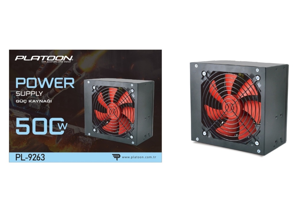 [40184] Platoon PL-9261 500W 12cm Kutulu Power Supply