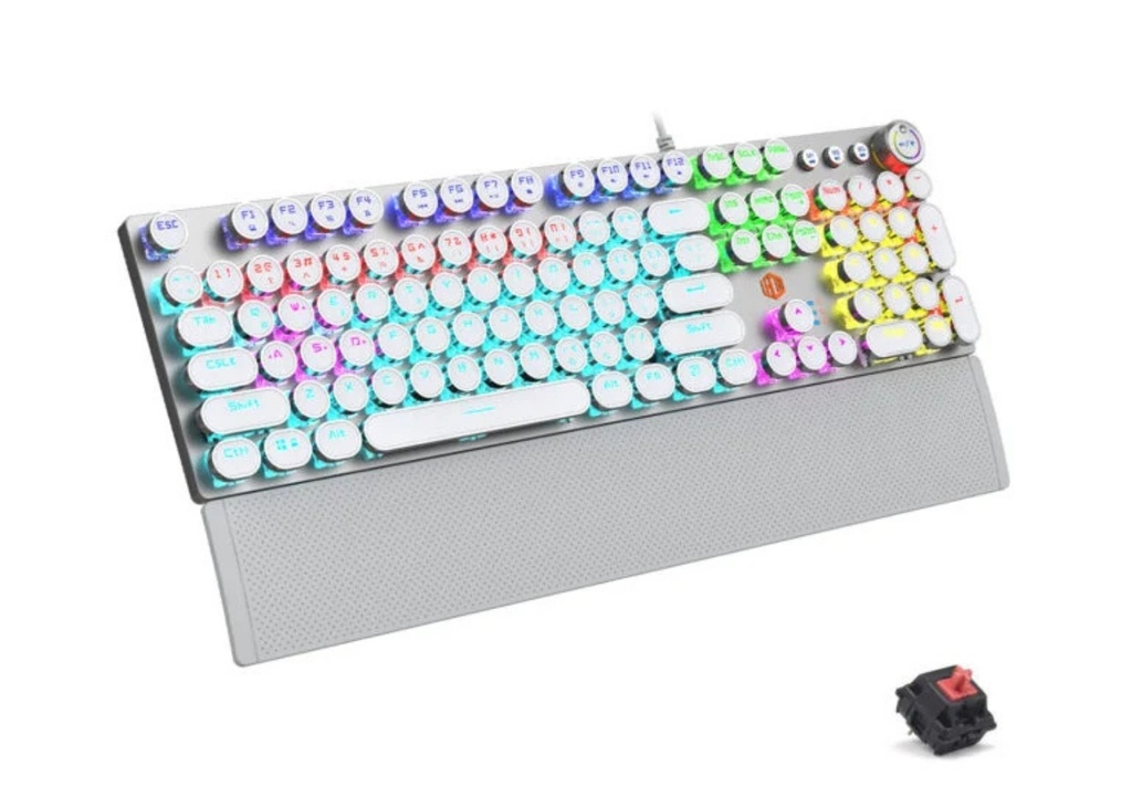 [40263] Lecoo KG1102 Kablolu Red Switch Makro Tuşlu RGB LED Aydınlatmalı Mekanik Gaming Türkçe Q Metalik Klavye