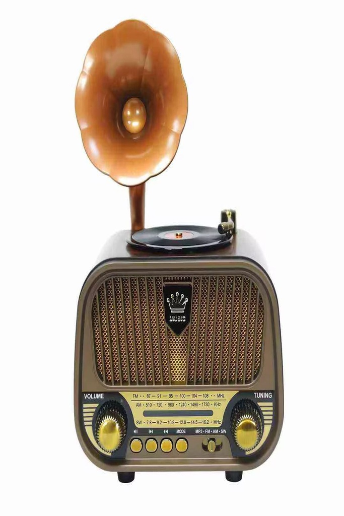 Fastycep MD-1319BT Nostaljik Gramofon Tasarımlı Retro Bluetooth Hoparlör | FM Radyo | USB AUX MP3 | 1200 mAh