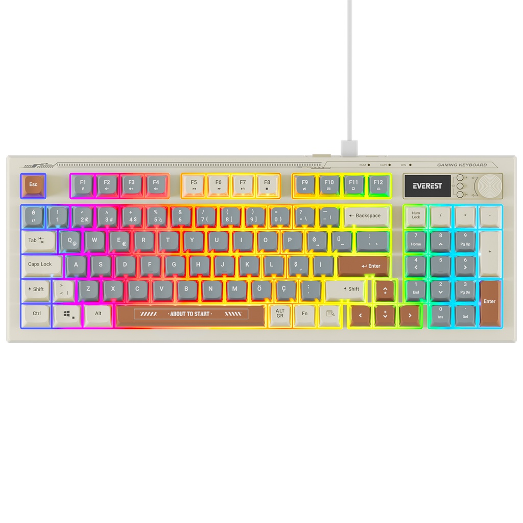 [40600] Everest KB-79 SILENT PRO Gri Mavi/Gri/Kahve SESSİZ RGB Q Membrane Oyuncu Klavyesi
