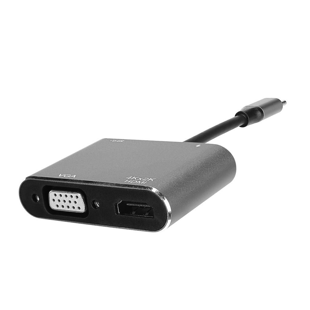 [39568] Hytech HY-USBC22 4 in 1 Type C to, PD+HDMI+VGA+USB3.0 Çevirici Hub Adaptör