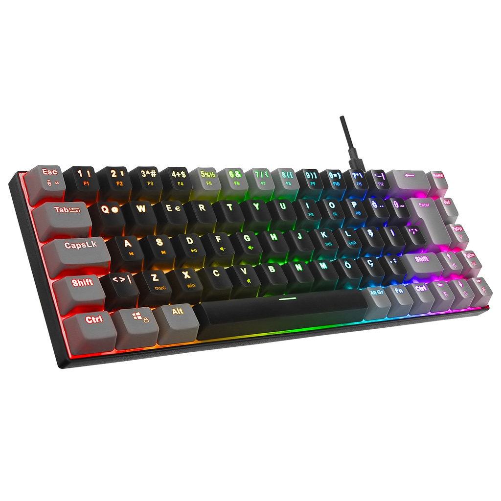 [40589] Acer eMachines EAK68 Siyah/Gri USB RGB Backlight RED SWITCH Mekanik Q 68 Tuşlu Mini Gaming Oyuncu Klavyesi