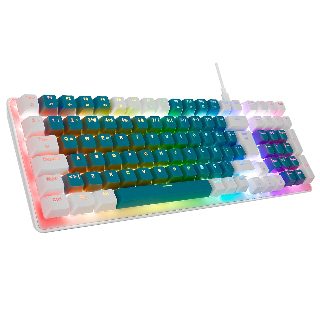 [40609] Acer eMachines EAK100 Yeşil/Beyaz USB RGB Backlight RED SWITCH Mekanik Q 100 Tuşlu Compact Gaming Klavye