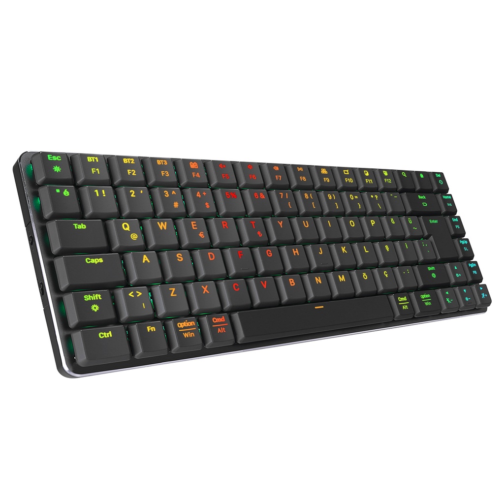 [40880] Rampage W-GRANITE Siyah/Gri Low Profile BLUE SWITCH Mekanik Gaming Oyuncu Klavye Q RGB 2,4 ghz+ BT