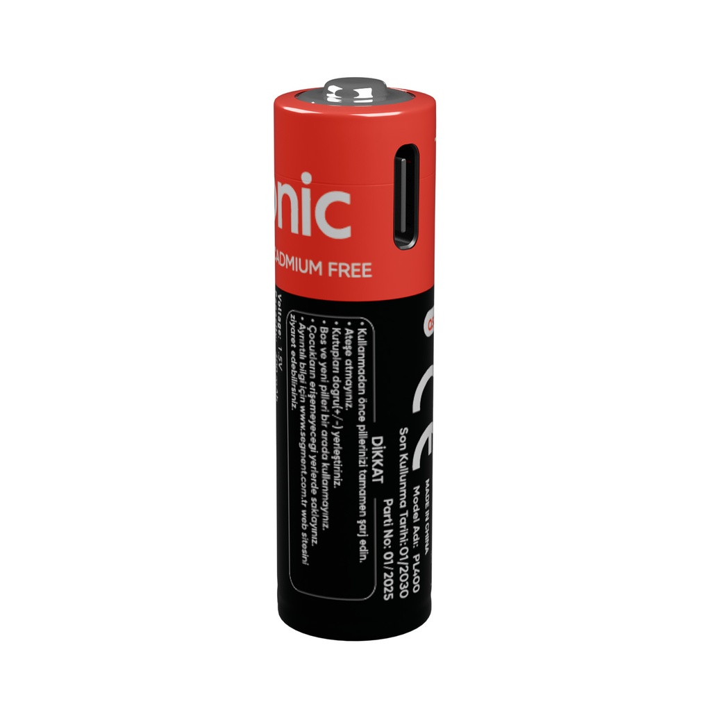 [41023] Asonic PL400 AAA Ince 1.5V 400mah/750mwh Type-C USB Şarjli 2Lİ Pil