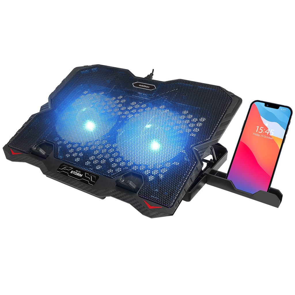 [39452] Addison AD-S1 Storm Mavi Led Işıklı 2 Fanlı 2 Usb Dc 5V 125*125*20mm Notebook Soğutucu Stand