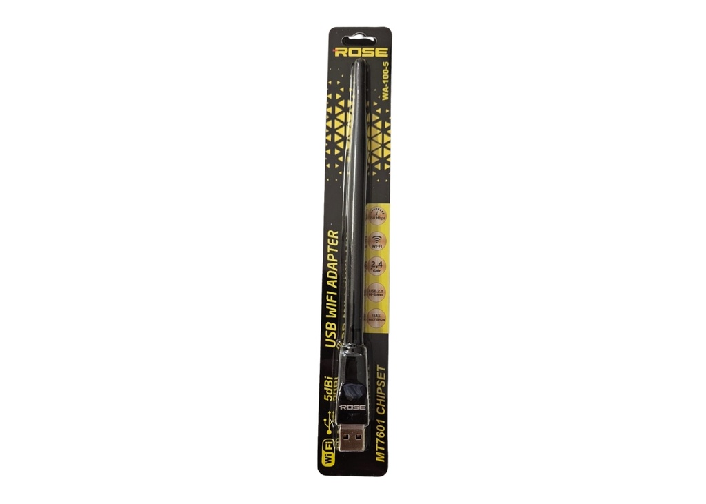 [40261] Rose WA-100-5 5DBI ANTENLİ 7601 İŞLEMCİLİ WİFİ ADAPTÖR