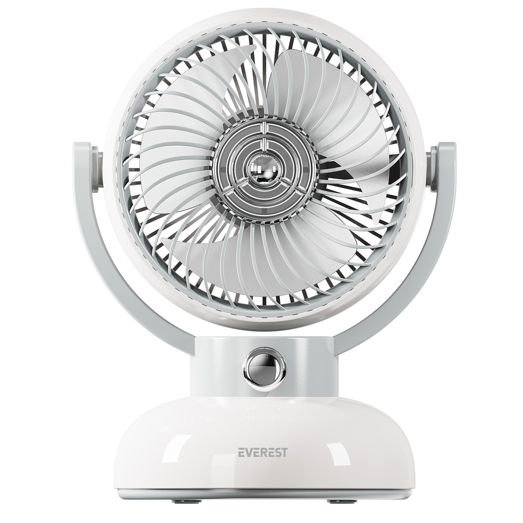 [40502] Everest EFN12 Krem 1200mAh 3 Hız Kademe Led Işıklı Retro Masaüstü Usb Fan
