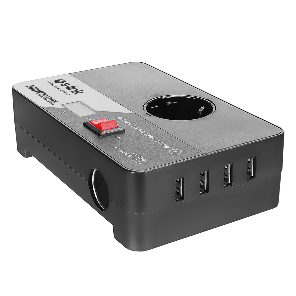 [41034] S-link SL-200W-12 200W DC12V-AC230 Çakmaktan Power Inverter