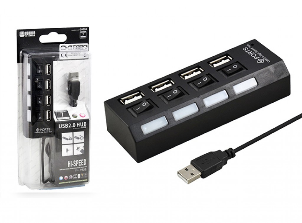 [34301] Platoon PL-5714 Anahtarlı 2.0 4 Port Usb Çoklayıcı