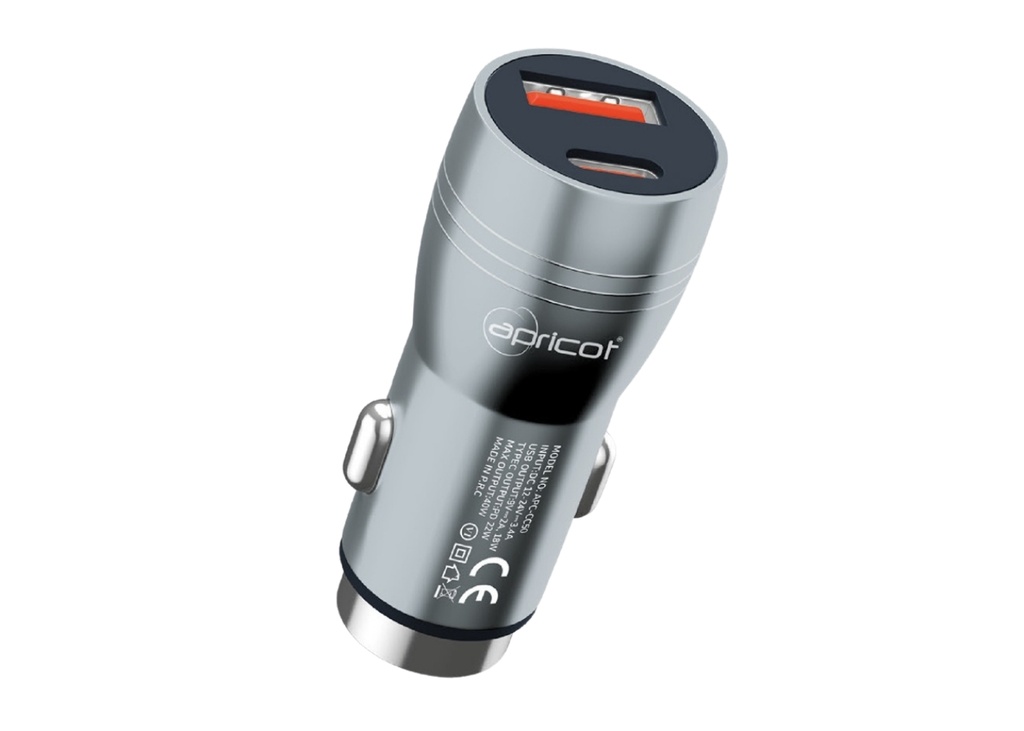 [39987] Apricot APC-CC60 40W PD Type-C   USB-A Çift Portlu Hızlı Şarj Özellikli Araç İçi Şarj Cihazı