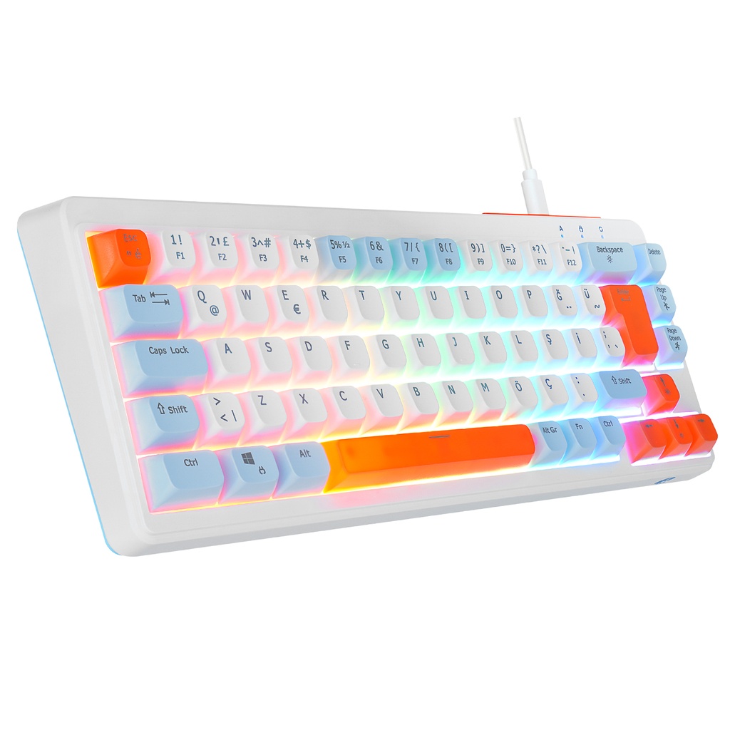 [40608] Acer eMachines EAK810 Bej/Mavi/Turuncu USB Rainbow Aydınlatmalı Mini Q Standart Klavye