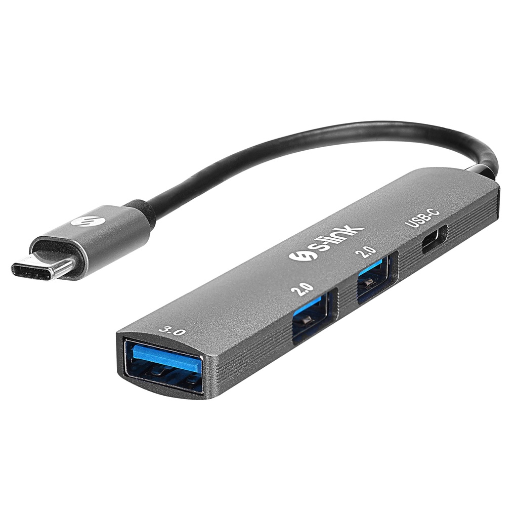[41159] S-link SWV-USBC023 4 in 1 Gri Metal TypeC to 2*USB2.0 USB 3.0, PD Type C Adaptör