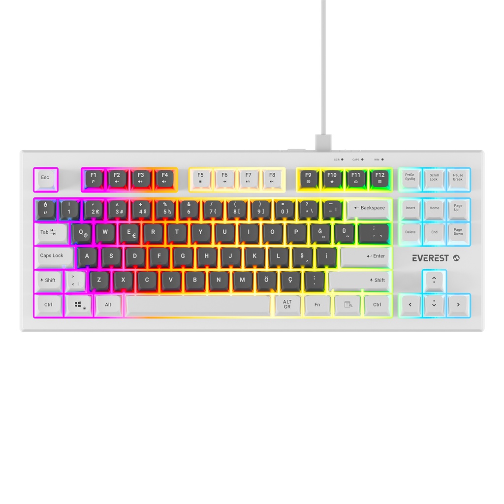 [40596] Everest KB-98 SILENT TKL Gri Mavi/Beyaz Rainbow Q Membrane Klavye