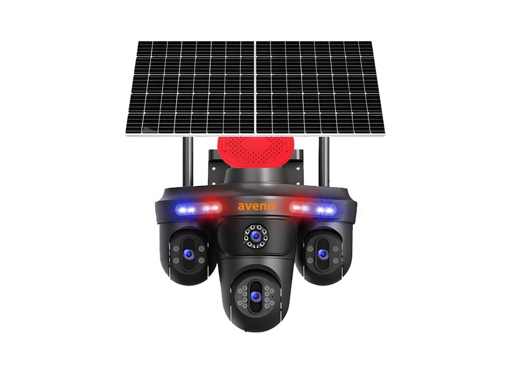 [41504] Avenir AV-S439 3 Kameralı 3PTZ Sim Kartlı AOV 2 Güneş Panelli Solar 6MP eSİM PTZ Kamera