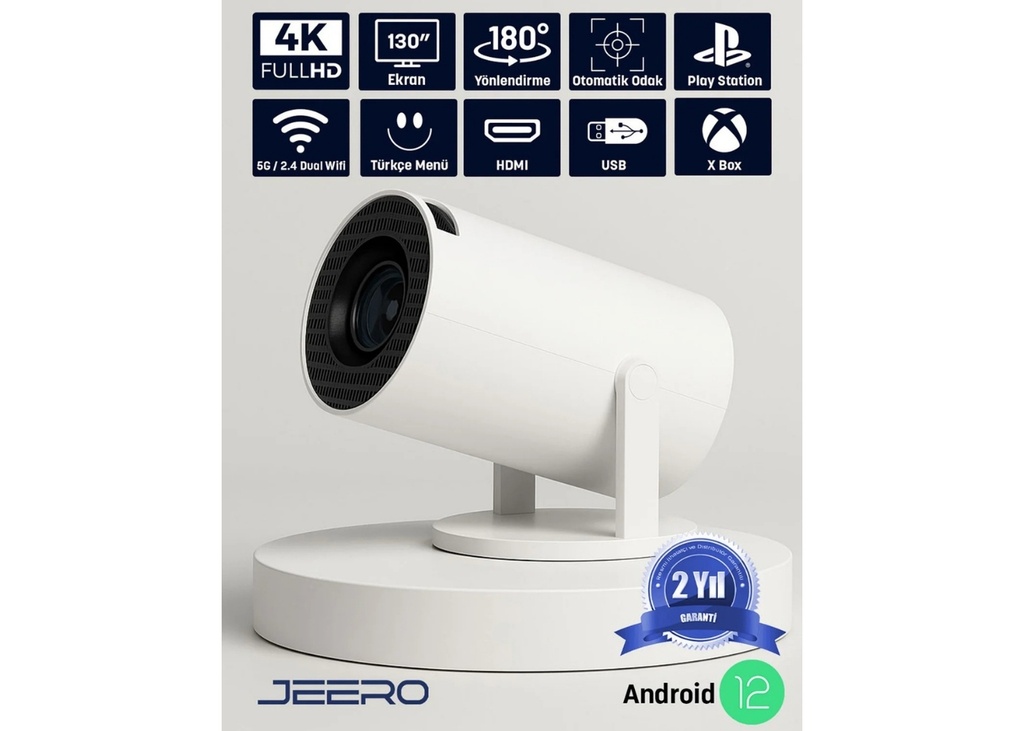 [41510] JEERO HY300PRO 4K ANDROİD13 PORTABLE PROJECTOR (H713/4K/ANDROİD) BEYAZ