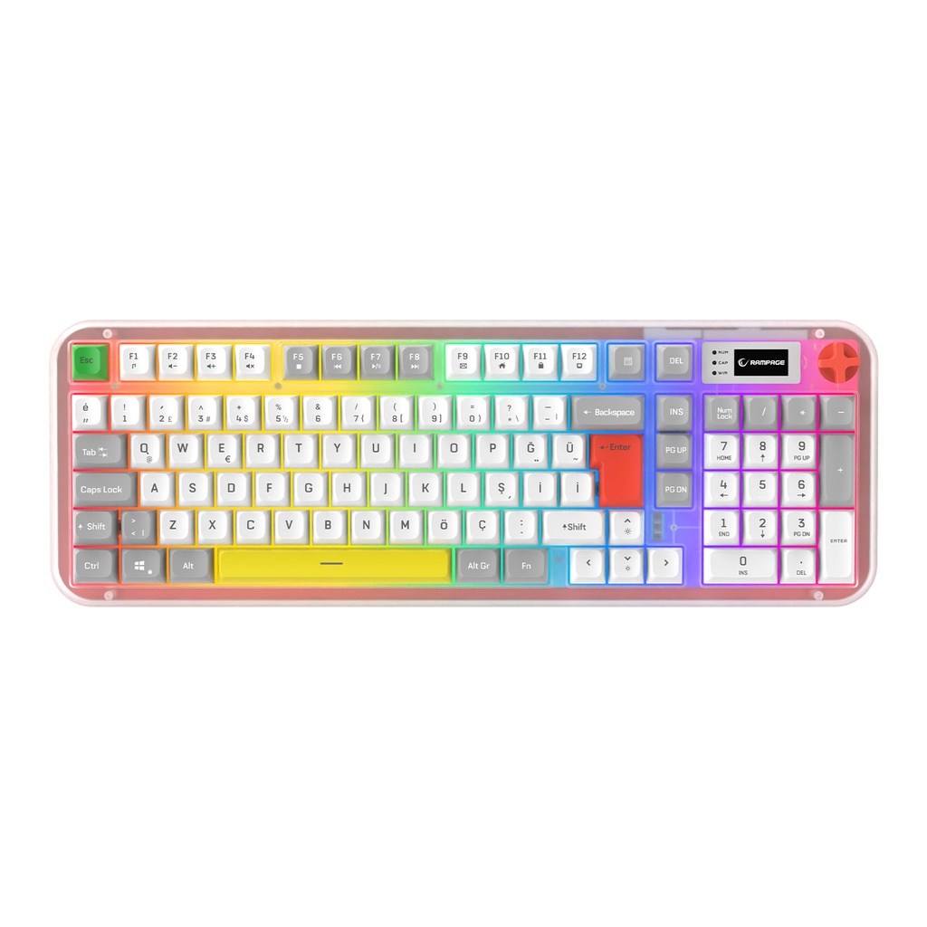 [43117] Rampage Reflect 99 Sessiz Beyaz / Gri RGB Q Membrane Oyuncu Klavyesi Rampage
