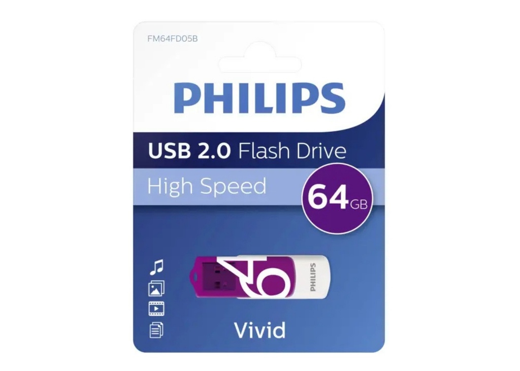 [41120] Philips USB 2.0 64GB Vivid Mor