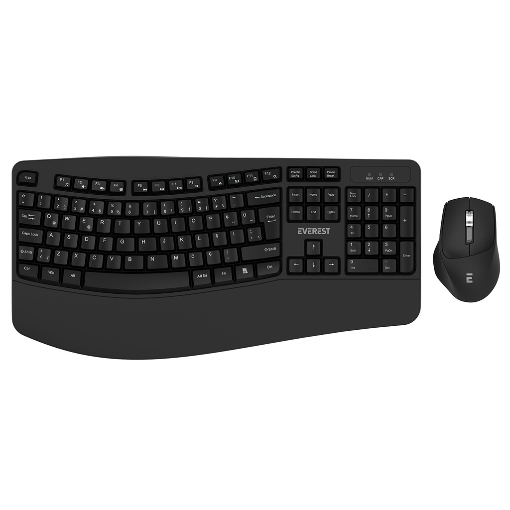 [40800] Everest KM-35 Comfy Siyah Kablosuz Ergonomik Q Multimedia Klavye + Mouse Set