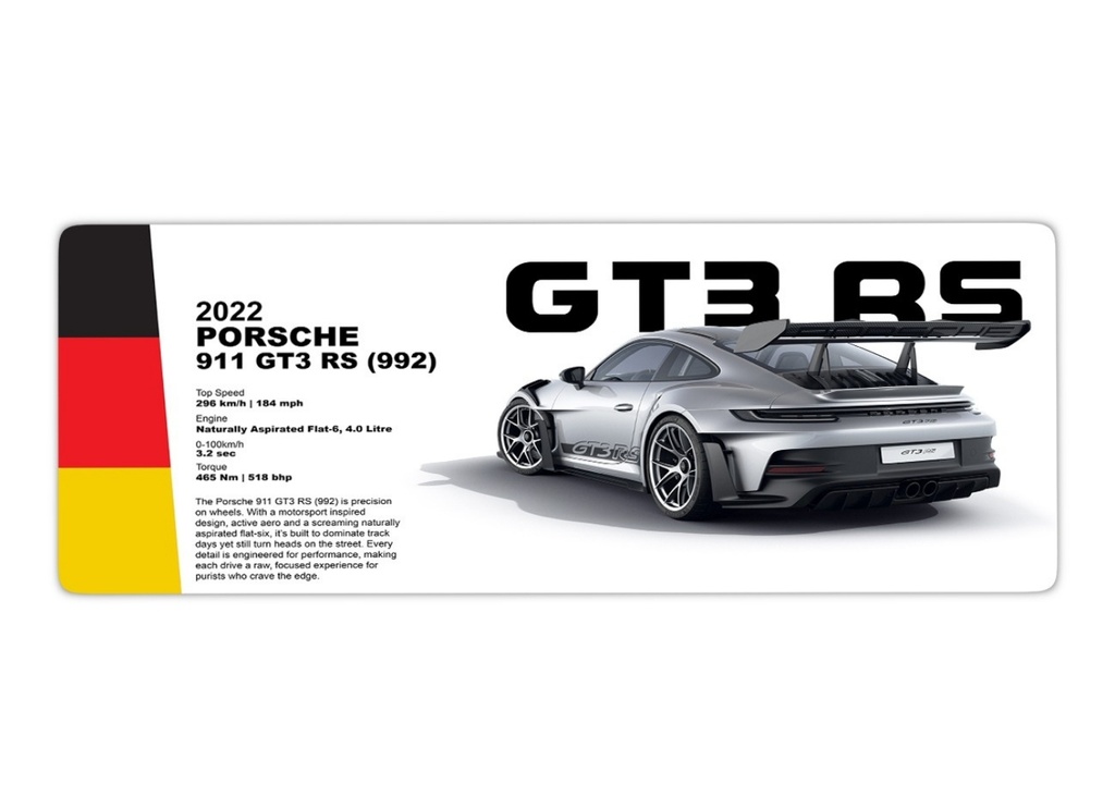 [41205] ROWL GT3-RS-REAR RW-MP9040-10 90x40 cm Gaming Mousepad XL Speed Seri Kaymaz Taban Dikişli Kenar Oyuncu Mousepad
