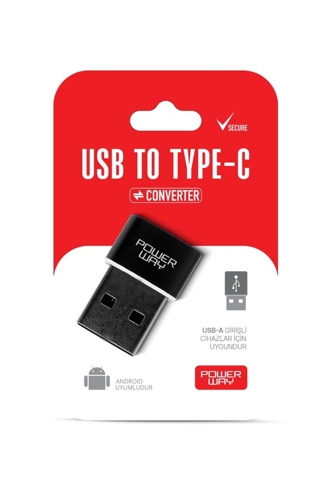 [MİNİ OTG-L] Powerway USB to Type-C 3.1 (YÜKSEK HIZLI) Veri Aktarımı Otg Çevirici Dönüştürücü Adaptör (8699931327373)