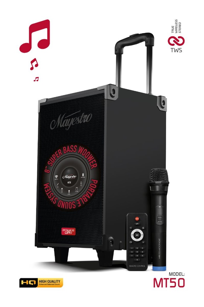 [MT50] MT50 Şarjlı Mikrofonlu Hoparlör Karaoke Sistemi Taşınabilir Amfi Büyük Bluetooth Hoparlör