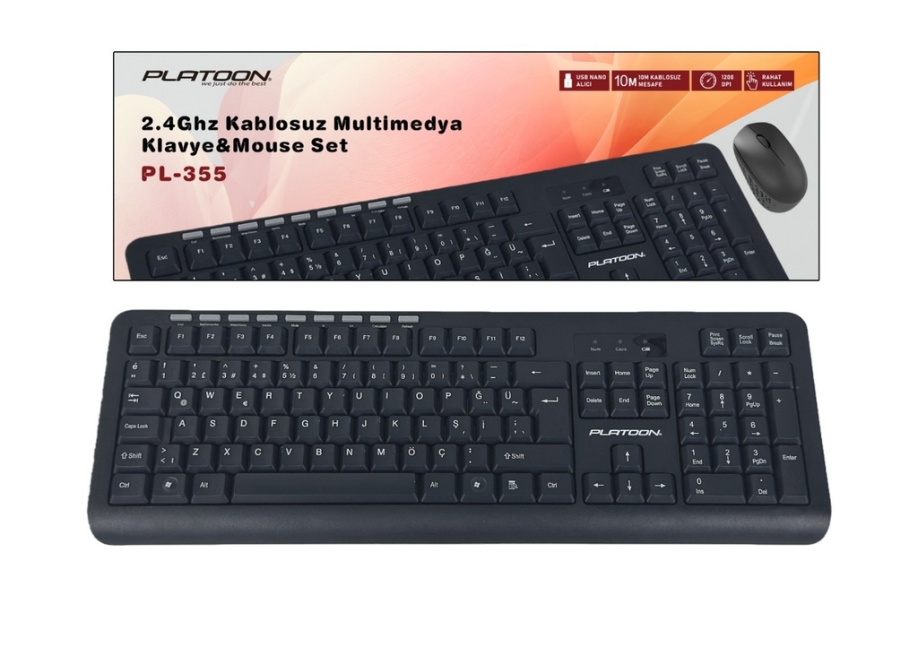 [41226] Platoon PL-355 2.4Ghz Kablosuz Multimedya Klavye Mouse Set
