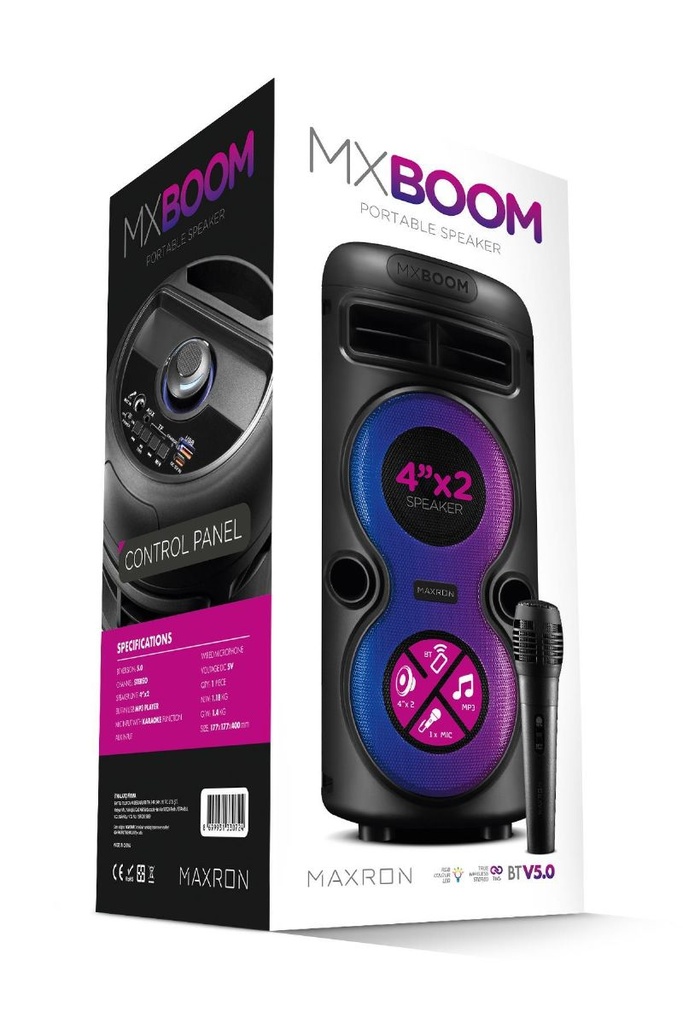 [MXBOOM] Maxron MXBoom Karaoke Mikrofonlu Bluetooth Hoparlör Parti Led Işıklı Ses Sistemi