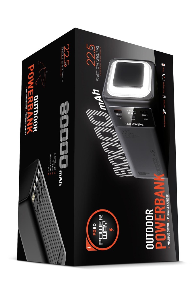 [PD80] POWERWAY PD80 80000 AMPER PD 22.5W (SİYAH) (SİYAH)