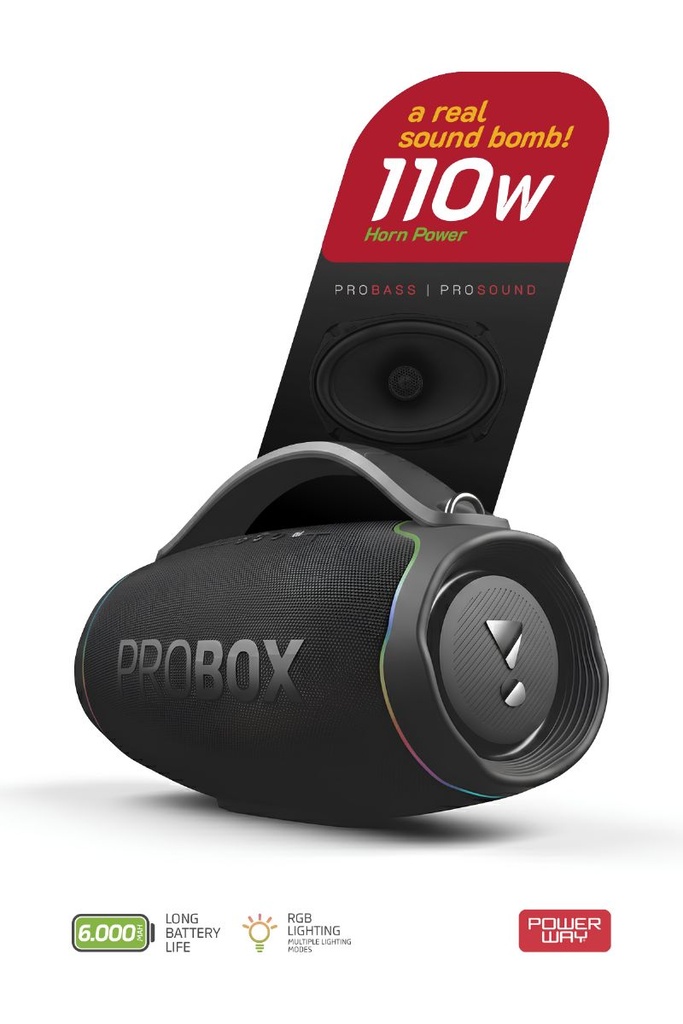 [PROBOX] Probox 110W Güç Usb Hafıza Kartı Aux Fm Led Işıklı Bluetooth Hoparlör Hi-Fi Ses Bombası