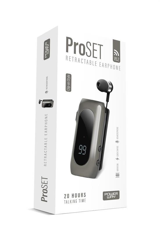 [PROSET] Powerway ProSet Mikrofonlu Yaka Askılı Şarj Göstergeli Makaralı Bluetooth Kulaklık