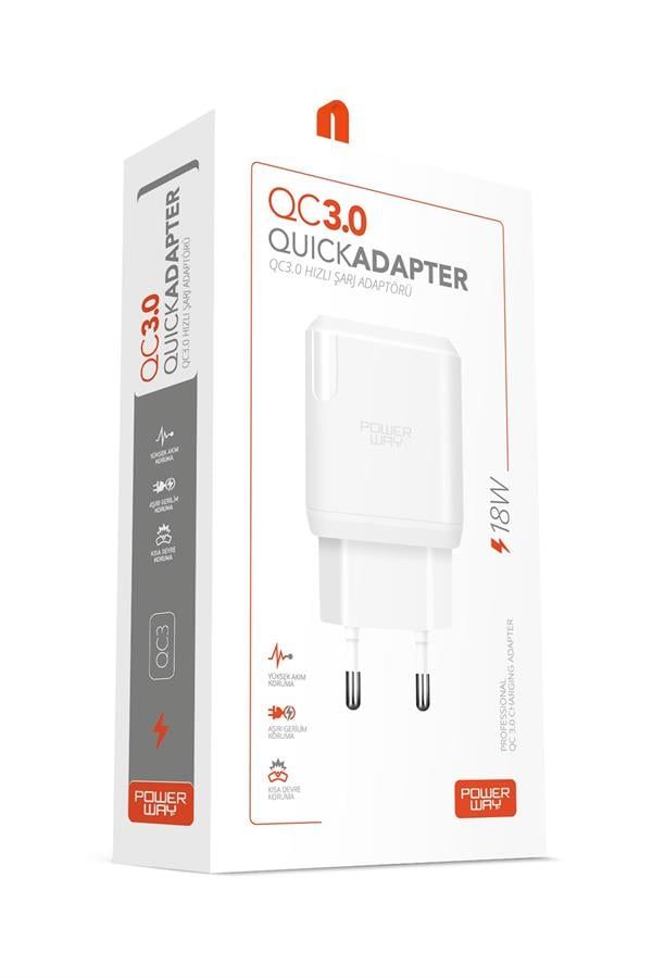 Powerway USB Girişli 3 Amper 18W Hızlı Şarj Adaptörü