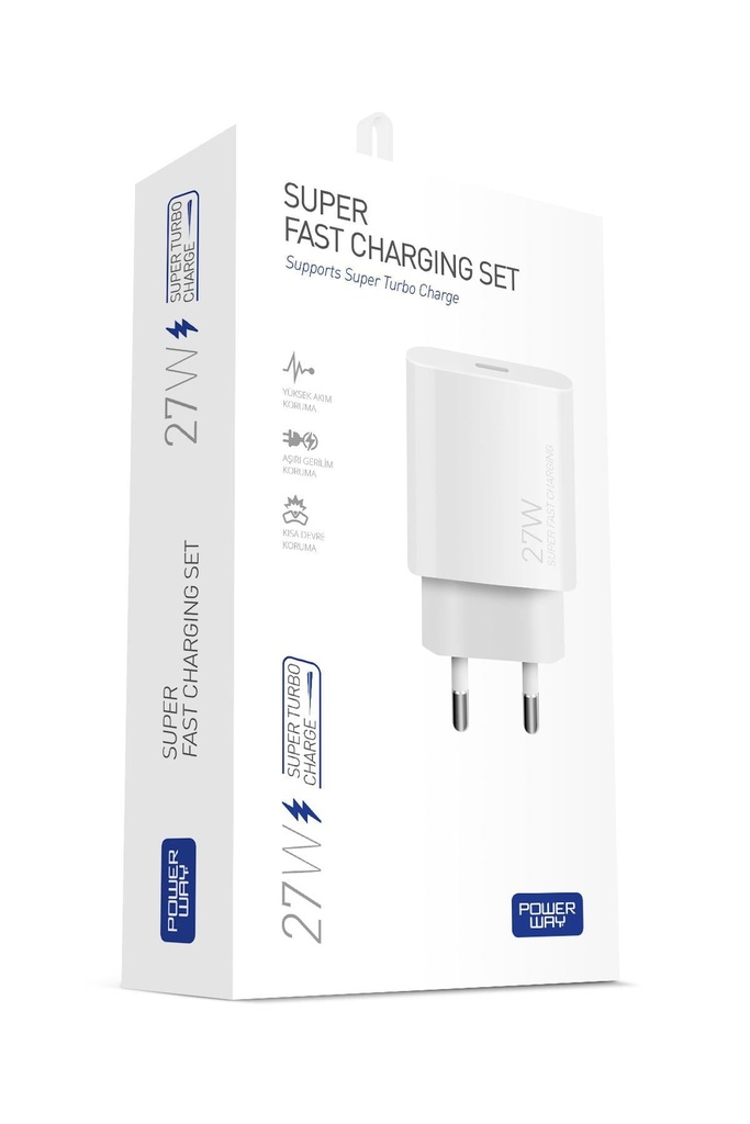 [S25] Powerway PD 27W Type-C QC 3.0 Süper Hızlı Şarj Aleti S25 Adaptör